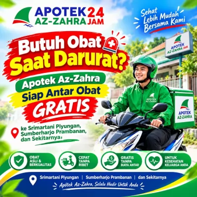 Butuh Obat Saat Darurat? Apotek Az-Zahra Antar Obat Gratis ke Piyungan Prambanan dan Sekitarnya